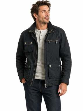 Distillery Apparel Field Jacket M Black Cotton Cargo Utility Military Heritage